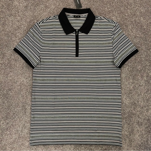 Express Men's Striped Perfect Pima Cotton Pique Polo Size M Tall 1/4 Zip NWT $64 - Picture 4 of 16